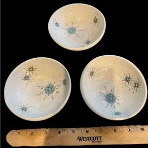 Atomic Starburst by Franciscan USA set of 3 berry bowls.